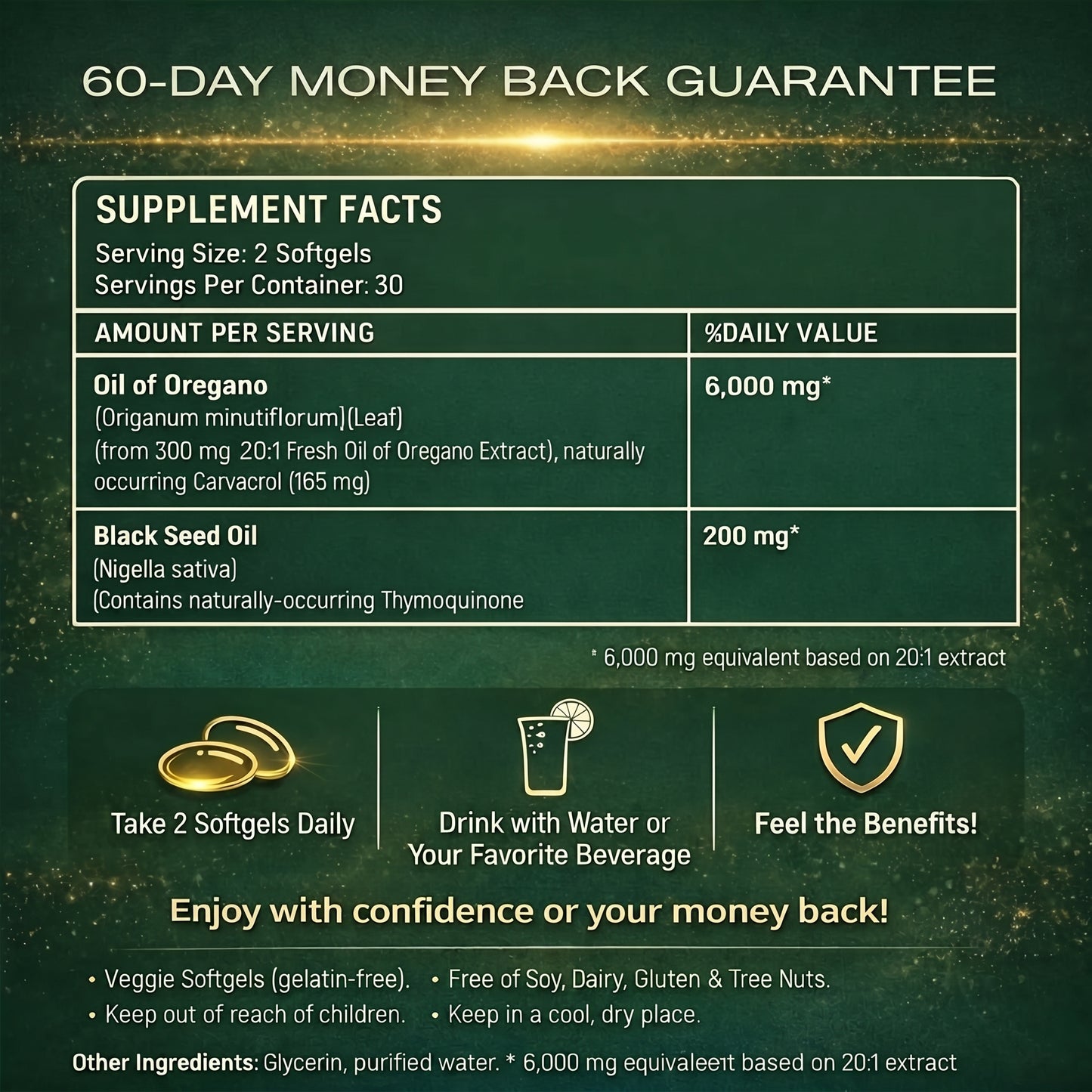 GOvara Oil of Oregano & Black Seed Oil Softgels